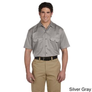 Dickies Dickies Mens Short Sleeve Collared Work Shirt Silver Size XXL