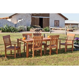 Upton Home Upton Home Landry Hardwood Outdoor 7pc Dining Set With Side And Arm Chairs Tan Size 7 Piece Sets