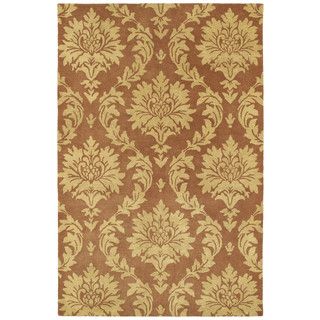 Swanky Salmon Damask Wool Rug (4 X 6)