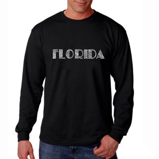 Los Angeles Pop Art Mens Florida Cities Black Long Sleeve T shirt