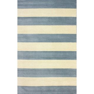 Nuloom Hand tufted Wide Stripes Blue New Zealand Wool Rug (76 X 96)