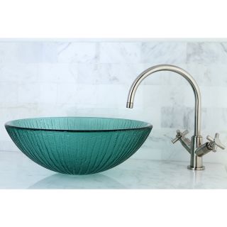 Frosted Clear Glass Bathroom Vessel Sink