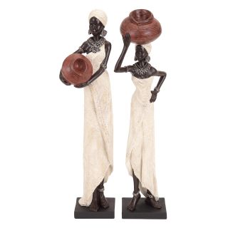 Table Top Polystone African Sculptures Set (set Of 2)