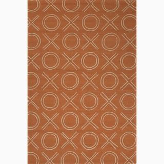 Hand made Orange/ Ivory Polypropylene Durable Rug (5x7.6)