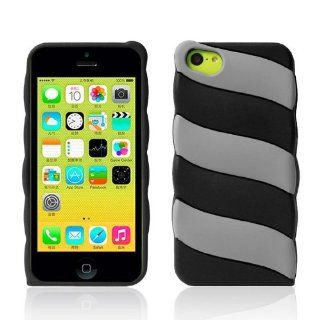 HELPYOU Black iPhone 5C Cute Slim 3D Stripe Colorful Cotton Candy Soft Silicone Case Protection Cover for Apple iPhone 5C Cell Phones & Accessories