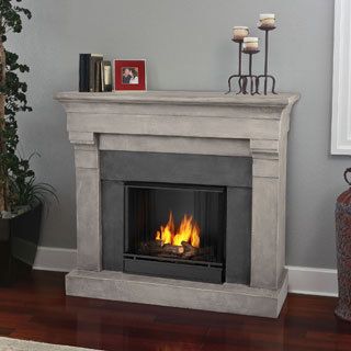 Real Flame Torrence Cinder Stone Gel Cast Fireplace