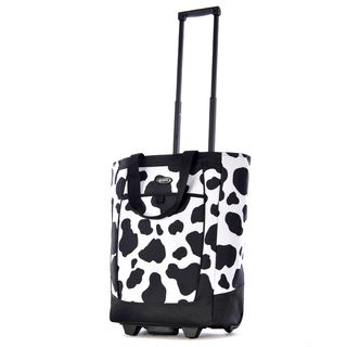 Olympia Cow Print 20 inch Fashion Rolling Shopper Tote
