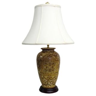 Gold Tapestries Round Porcelain Table Lamp