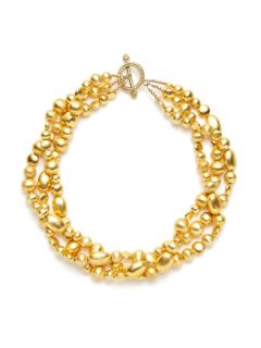 Gold Bead Triple Strand Necklace by KEP