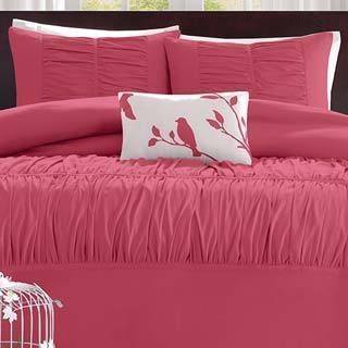 Mi Zone Mizone Alyssa 4 piece Duvet Cover Set Pink Size Twin