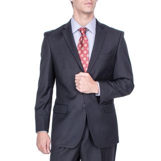 Mens Modern Fit Solid Black Pleated pant Suit