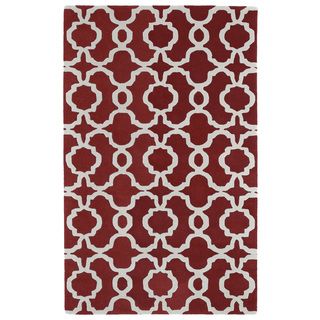 Hand tufted Cosmopolitan Trellis Red/ Ivory Wool Rug (5 X 79)