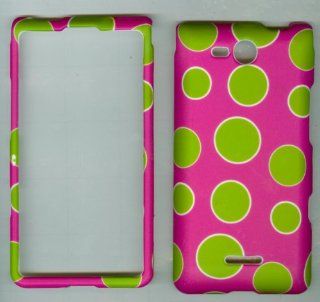 Pink Green Dot Faceplate Hard Case Protector for Lg Vs840 (Lucid 4g/cayman) Cell Phones & Accessories