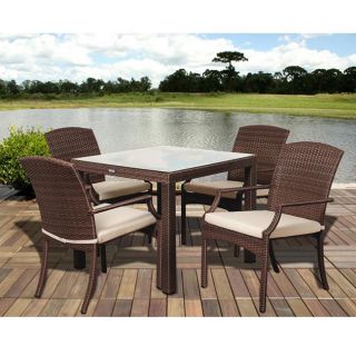 Jersey 5 piece Brown Wicker Square Dining Set