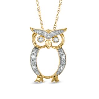 Diamond Accent Owl Pendant in 10K Gold   Zales