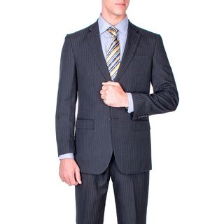 Mens Black Stripe 2 button Modern fit Suit