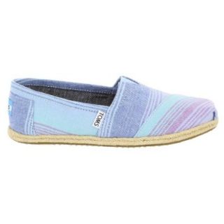 Toms   Womens Slip On Shoes In Blue Summer Stripes Shoes