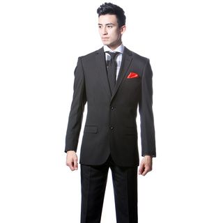 Zonettie By Ferrecci Mens Slim Fit Black Pinstripe Suit