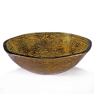 Leaf Motif Check textured Yellow Glass Sink Bowl