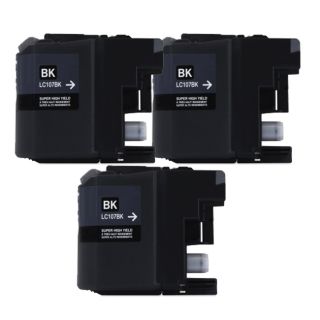 Brother Lc107 Black Compatible Ink Cartridge (remanufactured) (pack Of 3)
