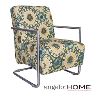Angelohome Roscoe Chair In Turquoise Garden Wheel With Silver Frame