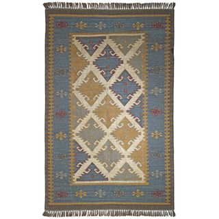 Hand woven Royal Jute And Wool Flat Weave Rug (9 X 12)