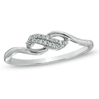 Diamond Accent Wave Ring in 10K White Gold   Zales