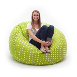 Comfort Research Fufsack Memory Foam Polka Dot Green 4 foot Large Bean Bag Lounge Chair Green Size Large