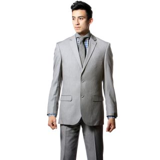 Zonettie By Ferrecci Mens Slim Fit Light Grey Pinstripe Suit