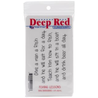 Deep Red Cling Stamp 3 X2   Fishing Lesson
