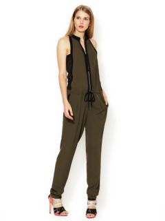 Silk Mesh Inset Jumpsuit by Lamb