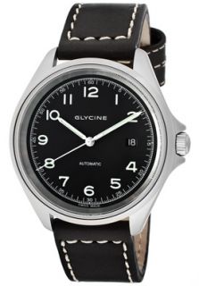 Glycine 3898 19ATS  Watches,Mens Combat 7 Automatic Black Dial Black Genuine Leather, Luxury Glycine Automatic Watches