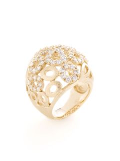 Gold & CZ Cutout Dome Ring by Rivka Friedman