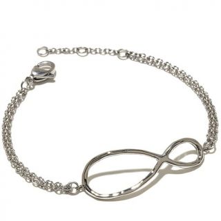 Stately Steel Infinity Station Cable Link 6 1/2" Bracelet