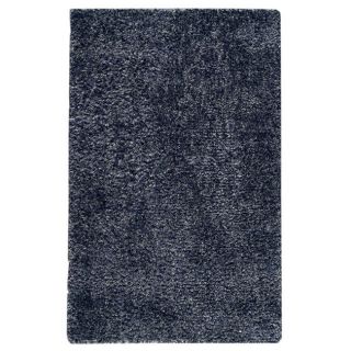 Hand woven Mali Blue Wool/ Polyester Rug (5 X 8)