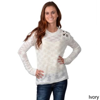 Journee Collection Journee Collection Juniors Longsleeve Scoop Neck Sweater Ivory Size S (1  3)