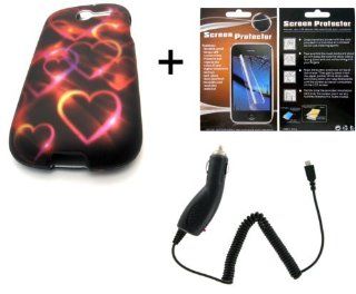 BUNDLE HUAWEI ASCEND Y M866 M866C PINK HEART TRANCE + LCD SCREEN PROTECTOR + CAR CHARGER Design HARD Case Skin Cover Mobile Phone Accessory Cell Phones & Accessories