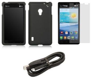 LG Lucid 2 VS870   Premium Accessory Kit   Black Hard Shell Case + ATOM LED Keychain Light + Screen Protector + Micro USB Cable Cell Phones & Accessories