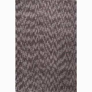 Hand made Gray/ Brown Polyester Ultra Plush Rug (4x6)