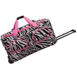 Rockland Deluxe Pink Zebra Mobilizer Lightweight 30 inch Rolling Duffel Bag