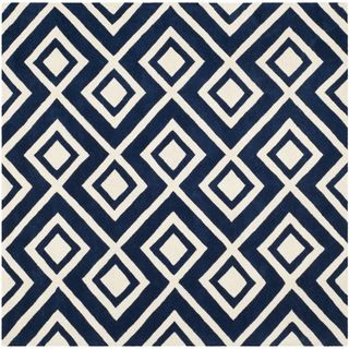 Safavieh Handmade Moroccan Chatham Dark Blue/ Ivory Wool Rug (7 Square)