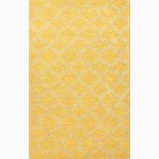 Handmade Yellow/ Ivory Wool/ Art Silk Durable Rug (5 X 8)