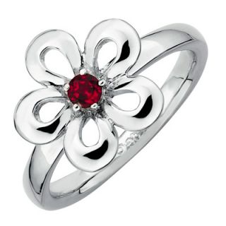 Stackable Expressions™ Polished Flat Petals Garnet Flower Ring in