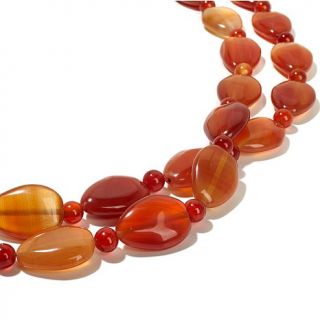 Jay King Red Agate 2 Row Sterling Silver 23 1/4" Necklace