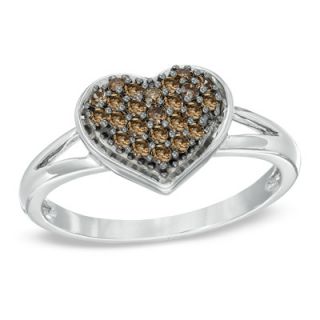 CT. T.W. Enhanced Champagne Diamond Heart Ring in Sterling Silver