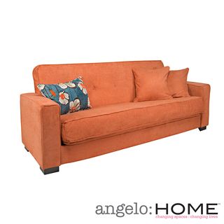 Angelohome Angelohome Alden Parisian Rust Autumn Velvet Convert a couch Futon Sofa Sleeper Orange Size Full