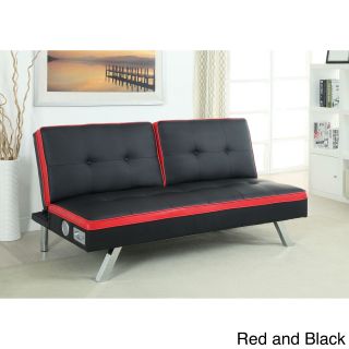 Furniture Of America Ascari Split Back Leatherette Futon Sofa With Bluetooth Speakers