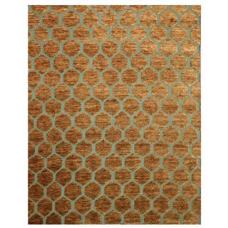 Hand knotted Erika Brown Jute Rug (9 X 10)