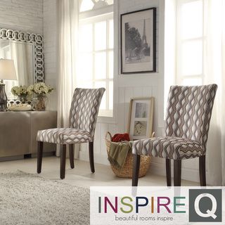 Inspire Q Catherine Mocha Wavy Stripe Parsons Dining Chair (set Of 2)