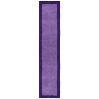 Purple Border Pulse Hand Tufted Wool Runner 2.5x12